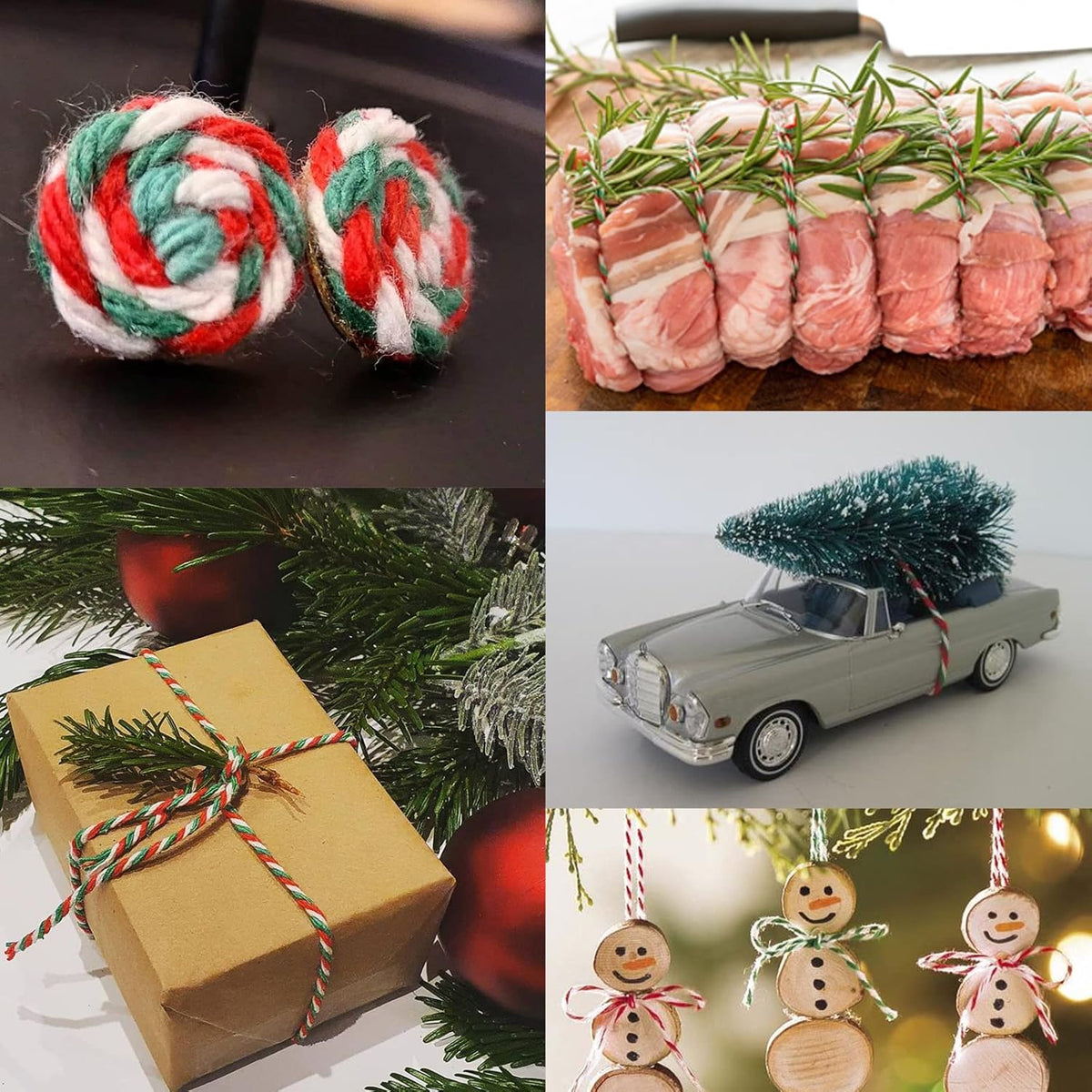 White Twine String and Red Green and White Bakers Twine String