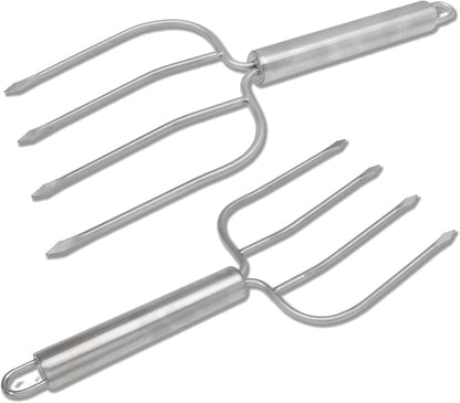 Turkey Lifter Forks Stainless Steel Roaster Poultry Forks Four Needle Meat Fork Roast Lifters Carving Fork for Thanksgiving, Set of 2