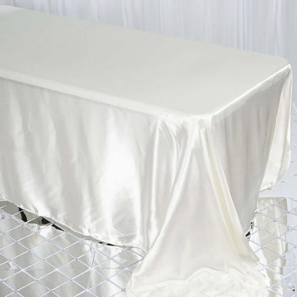Efavormart Rectangle Satin Tablecloth, 90"x132" Smooth Oblong Washable Table Cloth, Decorative Silky Fabric Table Cover for Wedding, Party, Banquet- Ivory