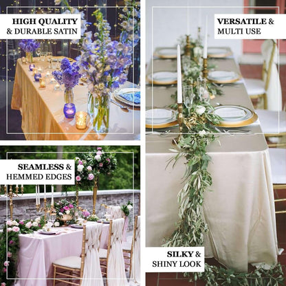 Efavormart Rectangle Satin Tablecloth, 90"x132" Smooth Oblong Washable Table Cloth, Decorative Silky Fabric Table Cover for Wedding, Party, Banquet- Ivory