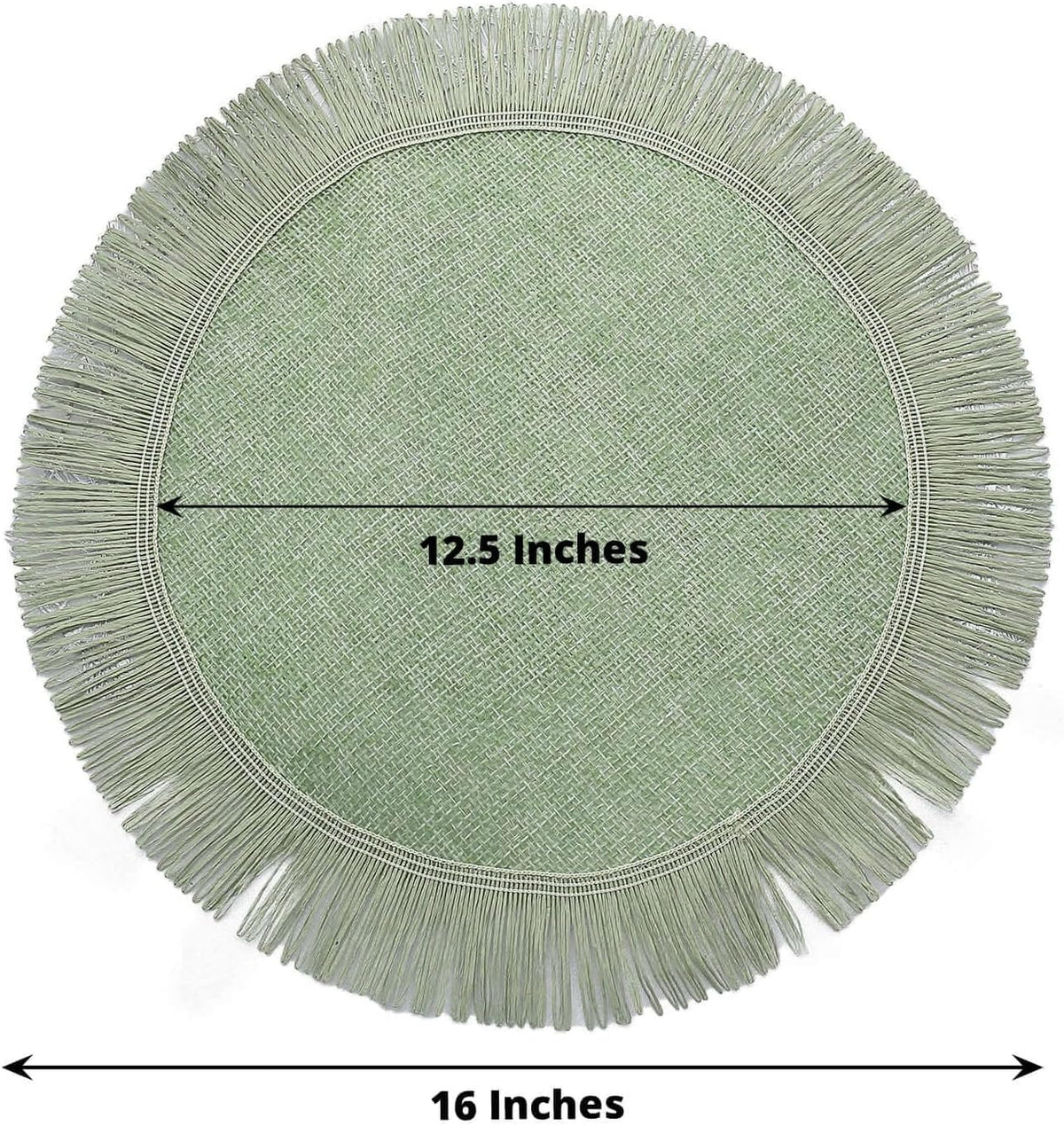 Efavormart 4 Pack | 16" Sage Green Jute Boho Chic Fringe Edge Table Placemats, Rustic Farmhouse Burlap Tassel Dining Table Mats