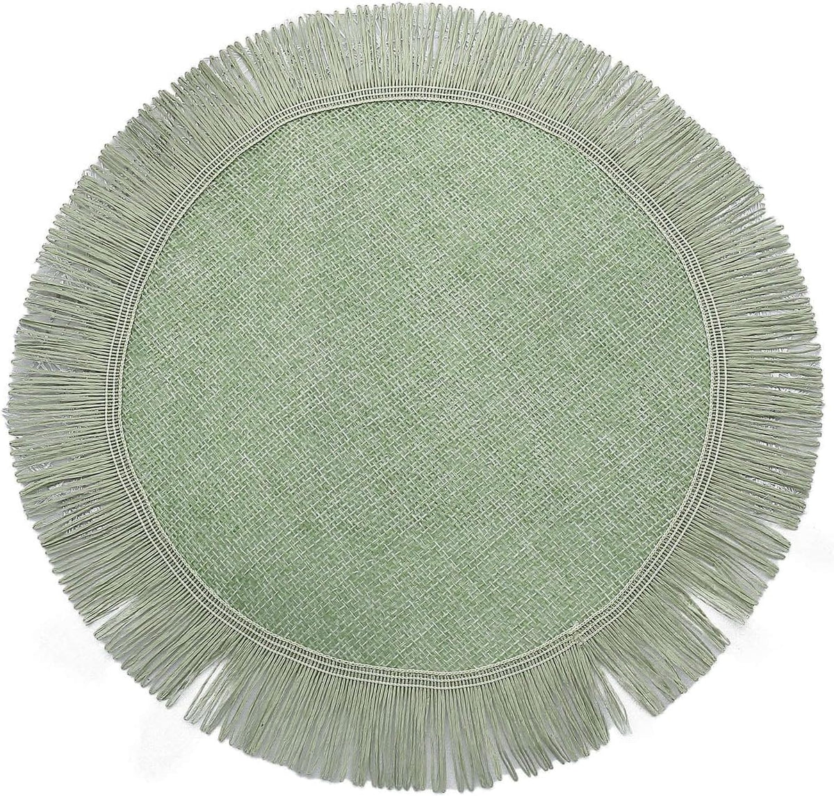 Efavormart 4 Pack | 16" Sage Green Jute Boho Chic Fringe Edge Table Placemats, Rustic Farmhouse Burlap Tassel Dining Table Mats