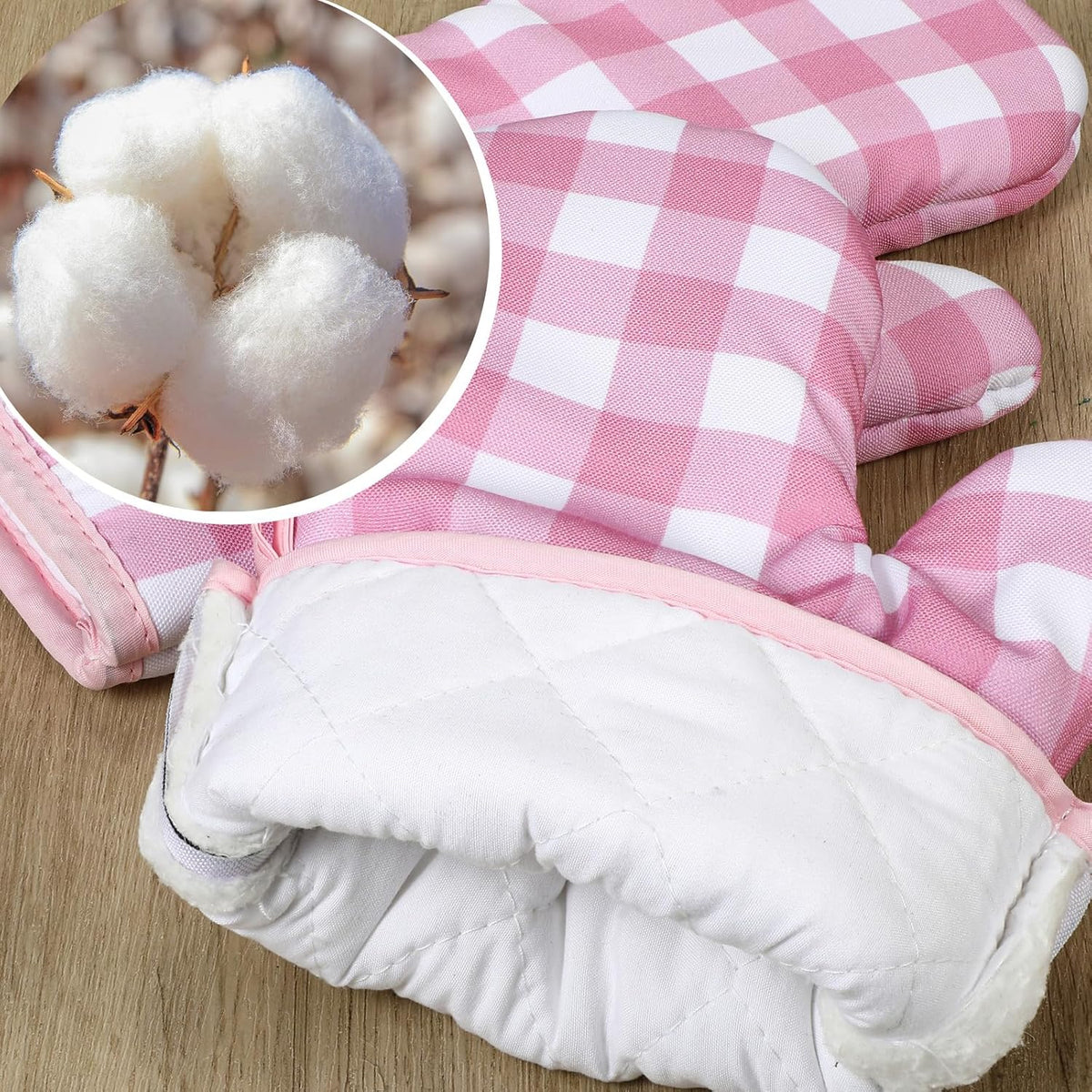 6 Pairs Pink Checkered Oven Mitts Heat Resistant, Vintage Retro Checkerboard Cute Oven Mitts, Extra Thicken Kitchen Gloves, 6''x11''