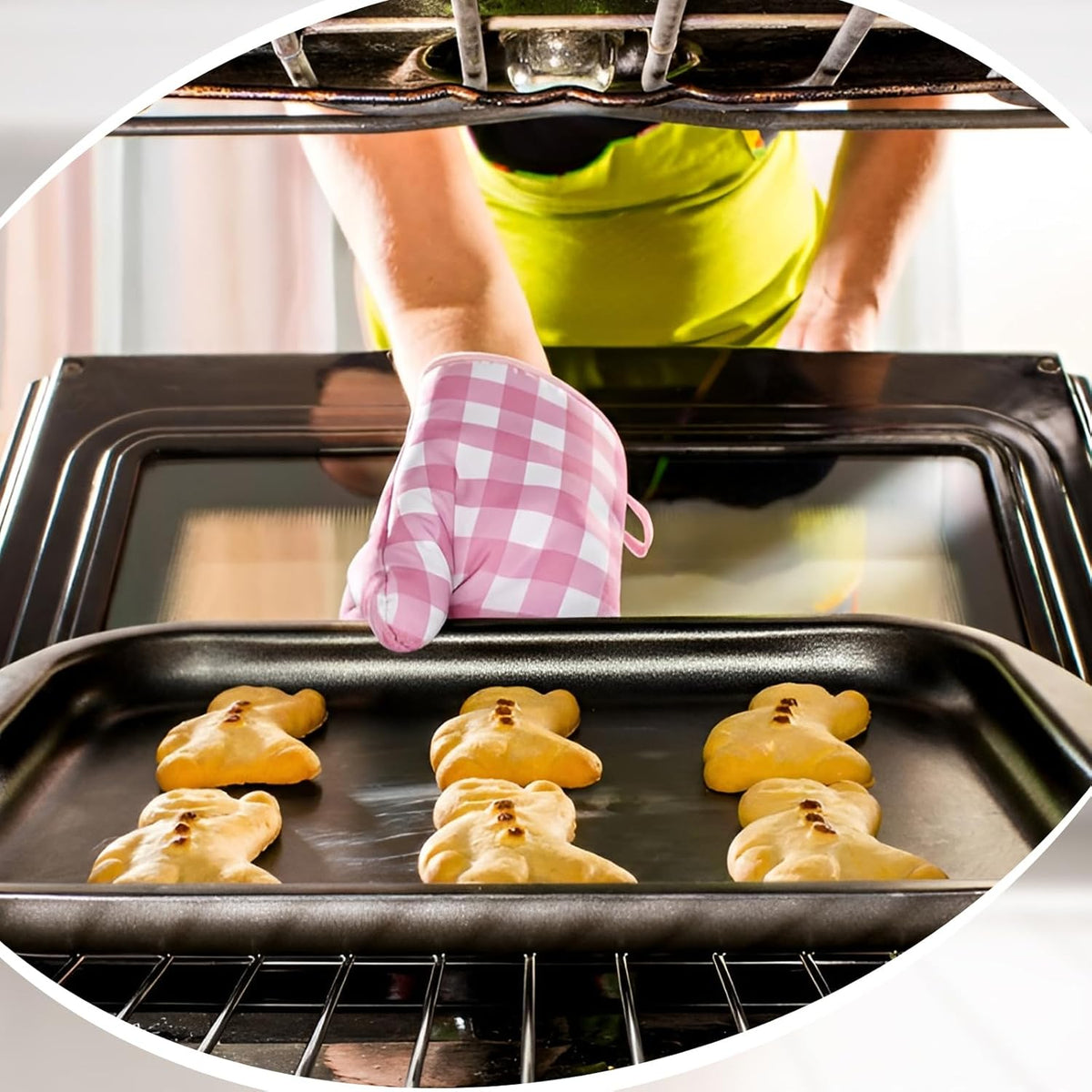 6 Pairs Pink Checkered Oven Mitts Heat Resistant, Vintage Retro Checkerboard Cute Oven Mitts, Extra Thicken Kitchen Gloves, 6''x11''