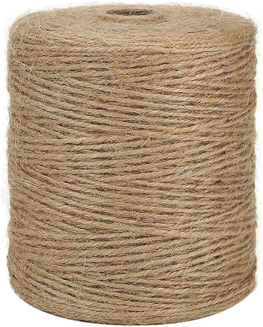 Natural Jute Twine, 984 Feet 2mm Garden Twine, Brown Jute String for Arts and Crafts, Gardening, Gift Wrapping, Bundling, Recycling