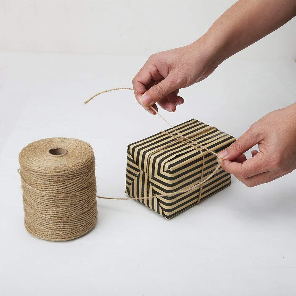 Natural Jute Twine, 984 Feet 2mm Garden Twine, Brown Jute String for Arts and Crafts, Gardening, Gift Wrapping, Bundling, Recycling
