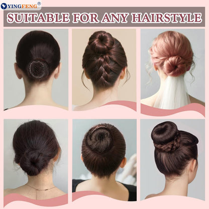 134 Pcs Brown Hair Bun Maker Kit Medium - 4 Bun Hair Pieces for Women, 20 Hair Net for Buns, 100 Bobby Pins for Women, 10 Hair Bands, for Ballet Styling, Hair Accessories for Girls