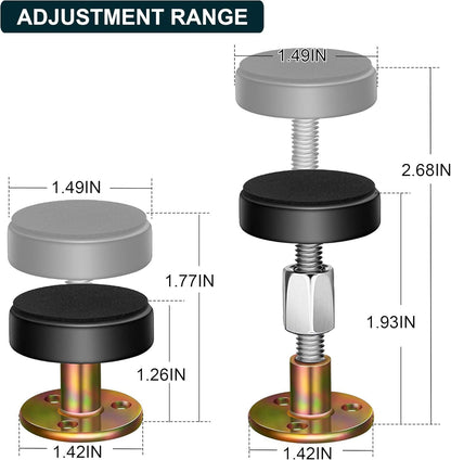 Adjustable Threaded Bed Frame Anti-Shake Tool, Headboard Stoppers, Bedside Anti Shake Tool for Beds Cabinets Sofas, 4PCs, 30-68mm