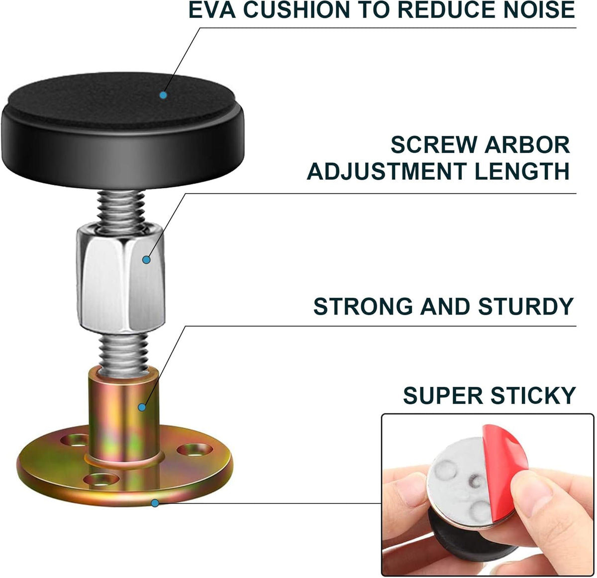 Adjustable Threaded Bed Frame Anti-Shake Tool, Headboard Stoppers, Bedside Anti Shake Tool for Beds Cabinets Sofas, 4PCs, 30-68mm