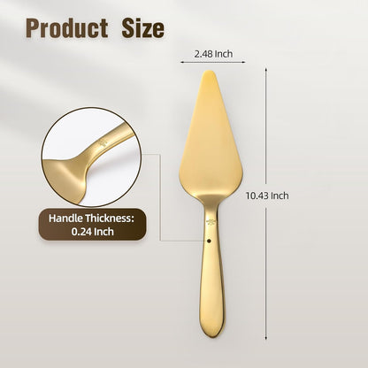 Cake Server, Wedding Cake Cutting Set 2 Piece Gold Cake Cutter, Stainless Steel Pie Server with Smooth Edge and Exquisite Pattern Design for Pastry Pizza Dessert