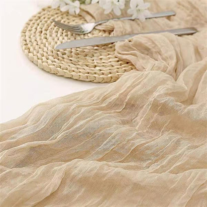 Cheesecloth Table Runner - 10FT Natural Linen Beige Gauze Fabric Table Decor for Wedding, Party, Dinner, Farmhouse or Boho Rustic Events