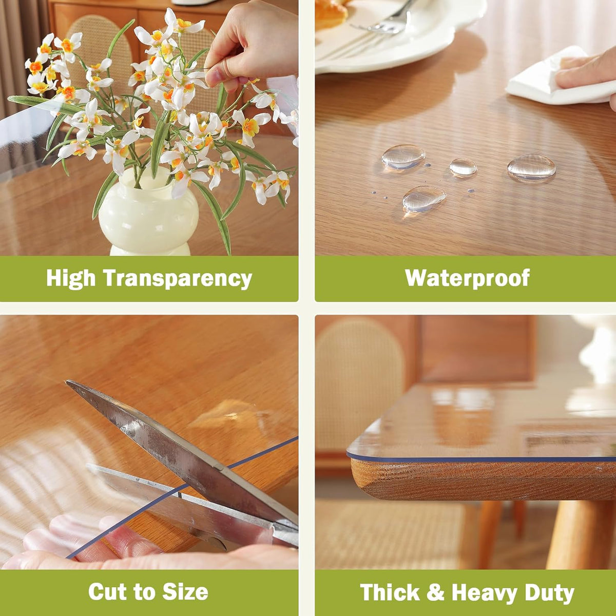 Clear Table Protector, 1.5mm Thick 24 x 48 Inch Desk Protector Mat Clear, Waterproof Plastic Table Cover, Vinyl Desk Cover for Office, Writing Desktop