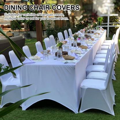 Spandex Folding Chair Covers 100 Pcs Universal Fitted Dining Chair Cover Stretchy Slipcovers for Wedding Party Banquet Flat-Front Chairs Covers (White)