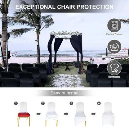 Spandex Folding Chair Covers 100 Pcs Universal Fitted Stretchy Dining Chair Slipcovers for Wedding Party Banquet Flat-Front Chair Cover (Black)