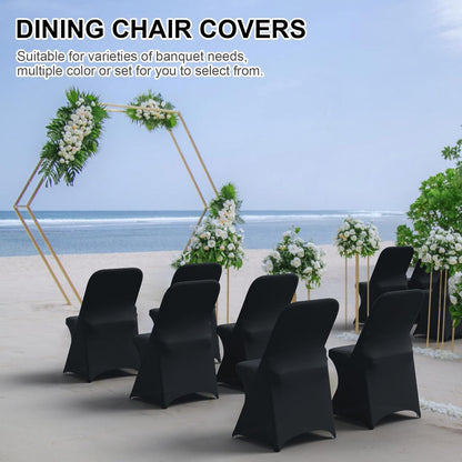 Spandex Folding Chair Covers 100 Pcs Universal Fitted Stretchy Dining Chair Slipcovers for Wedding Party Banquet Flat-Front Chair Cover (Black)