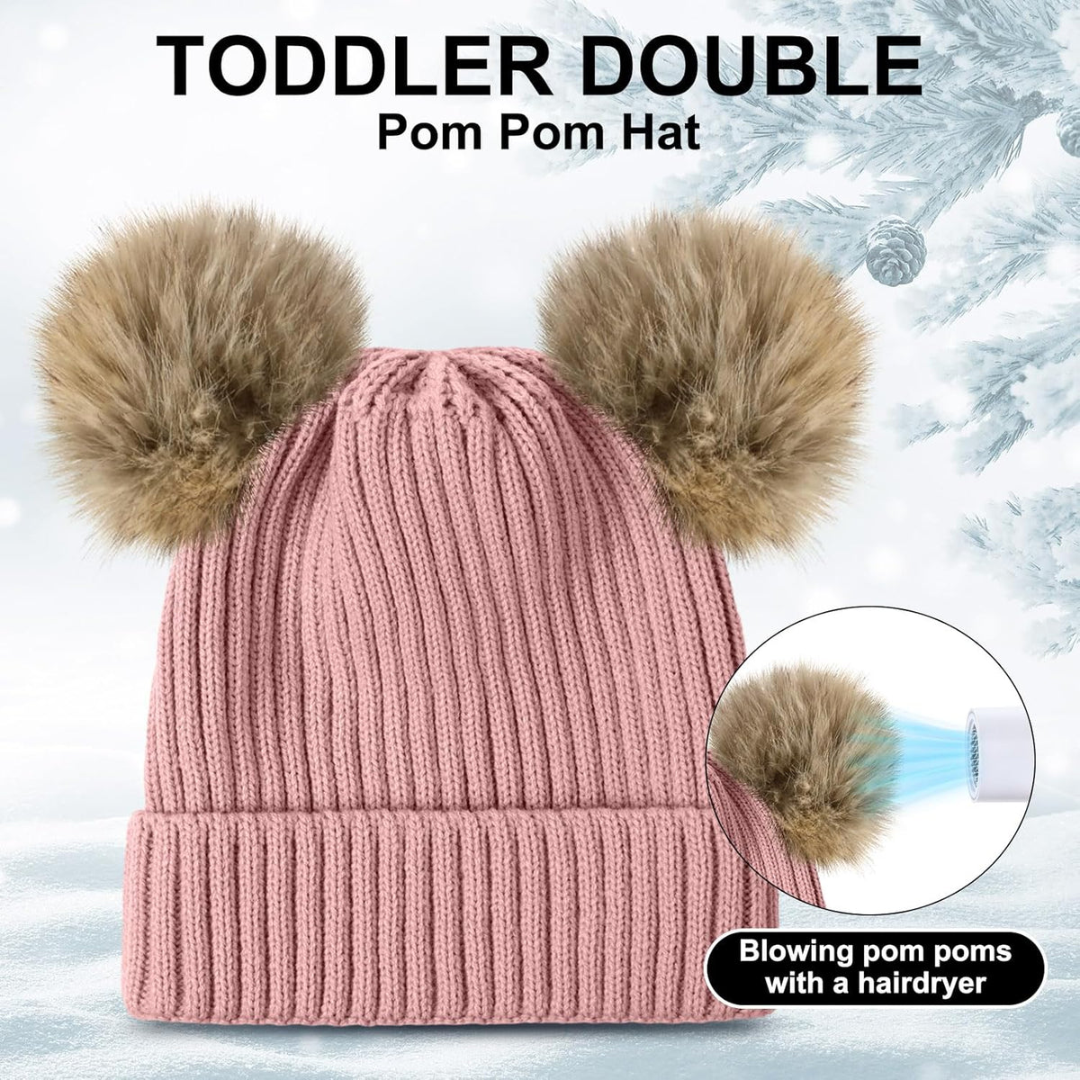 3 Set Toddler Hat Glove Set, Kids Winter Hats Warm Knitted Beanie Mittens Gloves with Bow for Baby Girls Boys 0-6Y