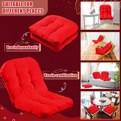 4 Pcs Outdoor Chair Cushions 18.9 x 18.9 Inch Waterproof Sun Protection Patio Furniture Overstuffed Seat Cushion Chair Pad with Round Corner for Indoor(Red)