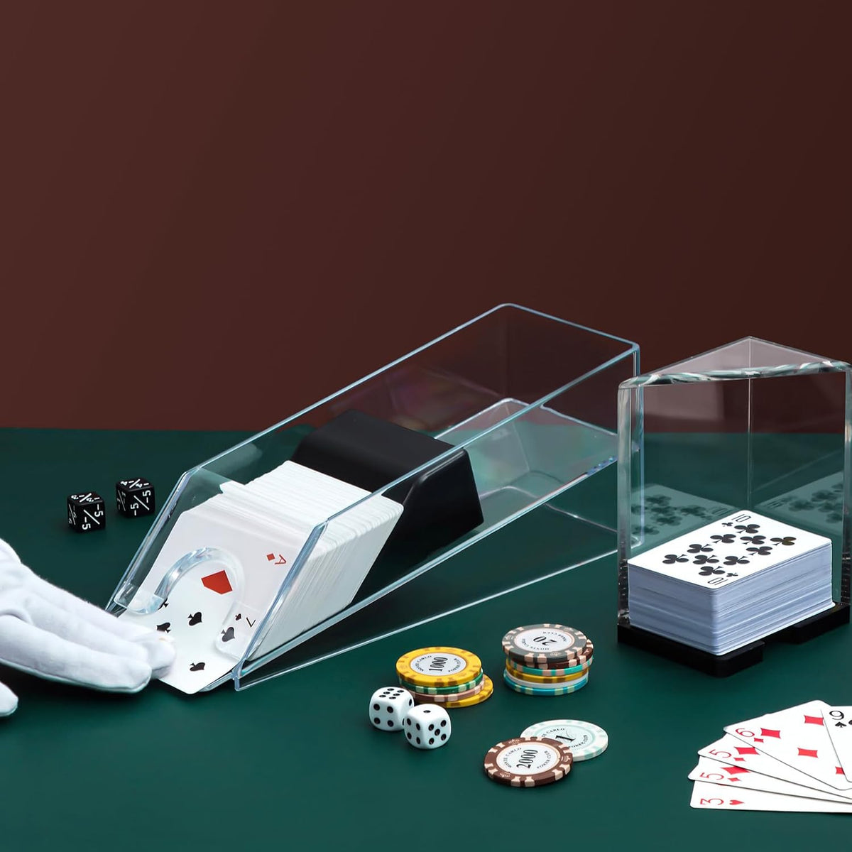 Blackjack Shoe and Discard Tray Clear Acrylic Blackjack Dealing Shoe Card Dispenser for Playing Cards Discard Holder Trays for Game Poker Accessories(6 Deck)