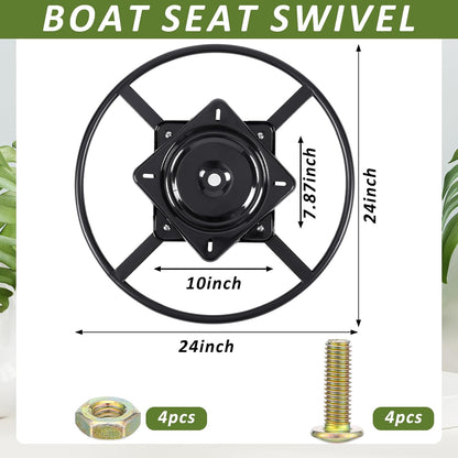 24 Inch Heavy Duty Recliner Chair Sofa Swivel Ring Base Kit Replacement with 10 Inch Swivel Late Chair Replacement Parts 360 Degrees Rotate Bottom Mechanism Lazy Susan Hardware for Barstools