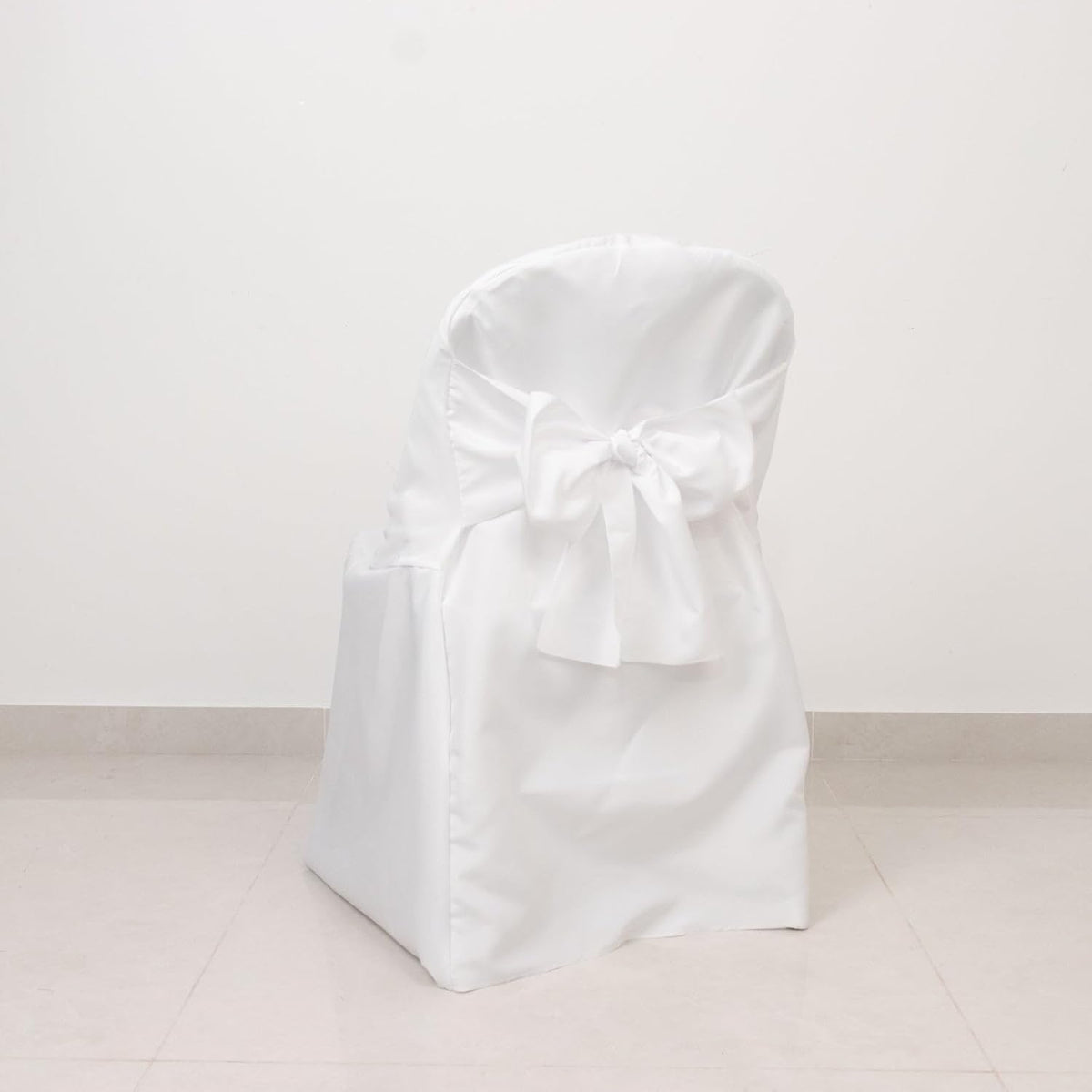 Efavormart 10 Pack White Linen Polyester Folding Chair Covers for Party Dining Chairs Reusable Wedding Chair Slipcovers with Attached Sashes Outdoor Event Decor