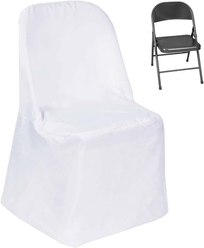 Efavormart 10 PCS White Linen Polyester Folding Chair Cover Dinning Chair Slipcover for Wedding Party Event Banquet Catering