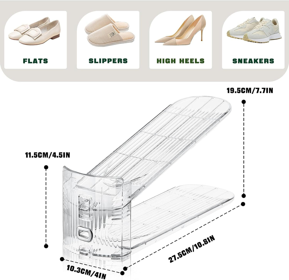 Shoe Slots Organizer for Closet,12PACK Shoe Stacker Shoe Rack Organizer for Closet Space Saver Storage Shoe Holder Organization(Transparent)