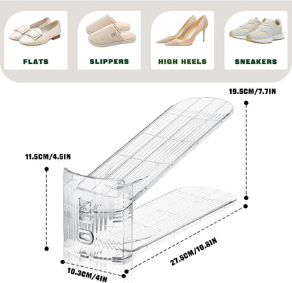 Shoe Slots Organizer for Closet,12PACK Shoe Stacker Shoe Rack Organizer for Closet Space Saver Storage Shoe Holder Organization(Transparent)