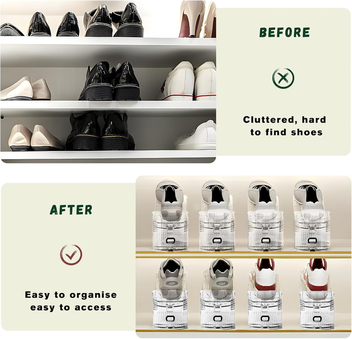 Shoe Slots Organizer for Closet,12PACK Shoe Stacker Shoe Rack Organizer for Closet Space Saver Storage Shoe Holder Organization(Transparent)