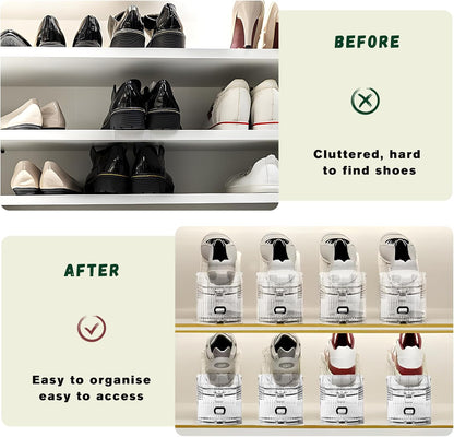 Shoe Slots Organizer for Closet,12PACK Shoe Stacker Shoe Rack Organizer for Closet Space Saver Storage Shoe Holder Organization(Transparent)