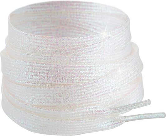 3 Pair Flat Glitter Shiny Shoe Laces for Sneakers, Colorful Sequin Shoelaces for Athletic Shoes Boot Strings