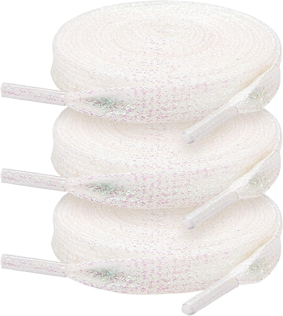 3 Pair Flat Glitter Shiny Shoe Laces for Sneakers, Colorful Sequin Shoelaces for Athletic Shoes Boot Strings