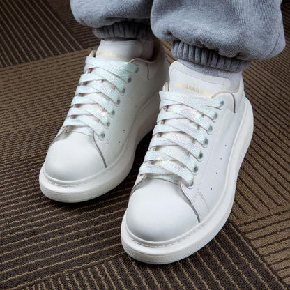 3 Pair Flat Glitter Shiny Shoe Laces for Sneakers, Colorful Sequin Shoelaces for Athletic Shoes Boot Strings