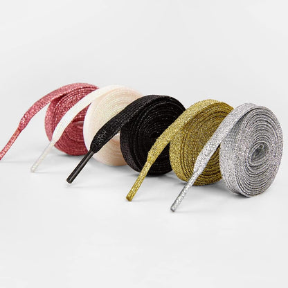 3 Pair Flat Glitter Shiny Shoe Laces for Sneakers, Colorful Sequin Shoelaces for Athletic Shoes Boot Strings