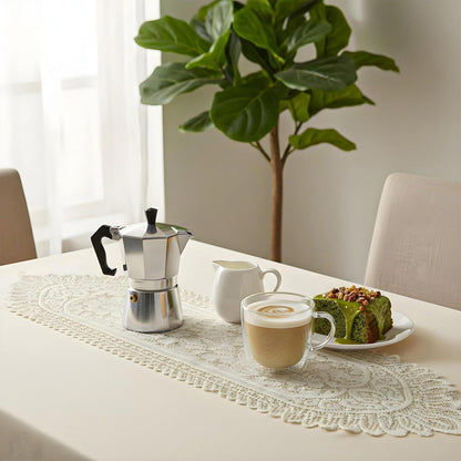 1 Pc Doilies for Tables Dresser, Crochet Lace Table Runner, Boho Cotton Desk Runner Dresser Cover Top, Vintage Table Cloth, Scarf for Bedrooms Furniture (Beige White, 45.67x13.39in)