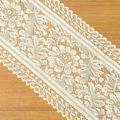 1 Pc Doilies for Tables Dresser, Crochet Lace Table Runner, Boho Cotton Desk Runner Dresser Cover Top, Vintage Table Cloth, Scarf for Bedrooms Furniture (Beige White, 45.67x13.39in)