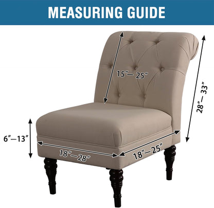 Armless Accent Chair Covers Thick Velvet Armless Chair Slipcovers High Stretch Chair Covers for Living Room Hotel Machine Washable Furniture Protector with Elastic Bottom, Ivory