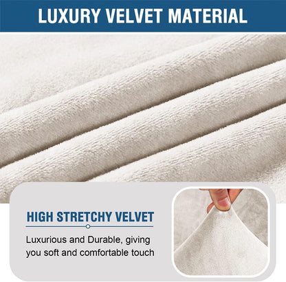 Armless Accent Chair Covers Thick Velvet Armless Chair Slipcovers High Stretch Chair Covers for Living Room Hotel Machine Washable Furniture Protector with Elastic Bottom, Ivory