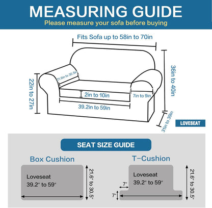 2 Pieces Loveseat Covers Fit Lovesat Width Up to 70 Inch Furniture Cover/Protector, Jacquard Spandex Stretch Loveseat Slipcovers Suit for T Chion/Box Chion (Loveseat, Sand)