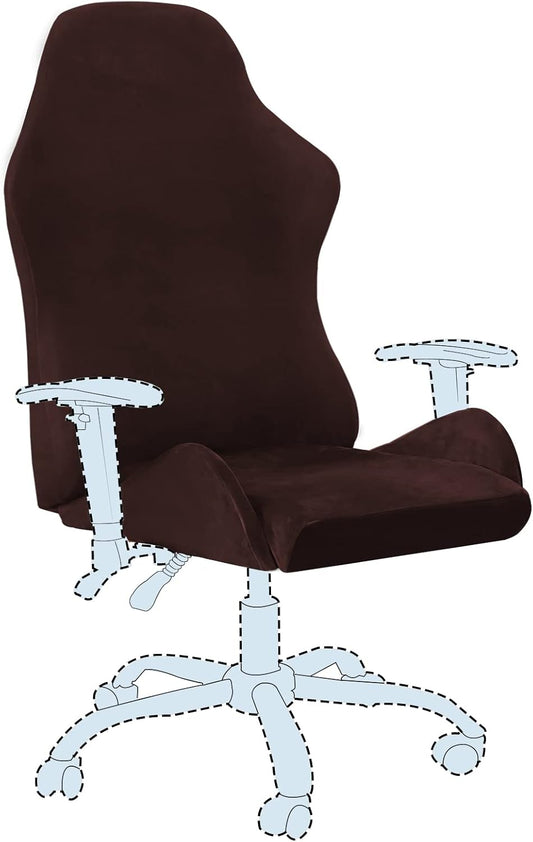 Gaming Chair Covers Slipcover Stretch Seat Chair Cover for Leather Computer Reclining Racing Ruffled Gamer Chair Protector Without Chair 2 piece，Brown