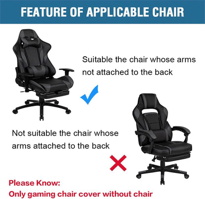 Gaming Chair Covers Slipcover Stretch Seat Chair Cover for Leather Computer Reclining Racing Ruffled Gamer Chair Protector Without Chair 2 piece，Brown