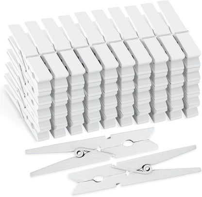 50Pcs White Wooden Clothespins, 2.9 inch Clothes Pins for Crafts, Natural Laundry Hanging Clips, DIY Cheer Pin