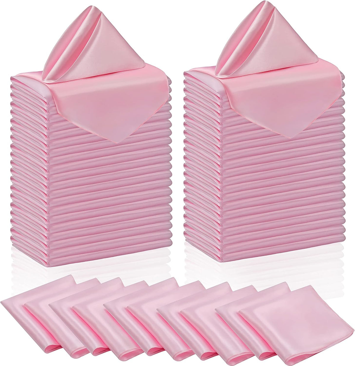 50 Pieces Light Pink Satin Napkins - 12x12 Inches Cloth Napkins, Square Satin Fabric Napkin Set - Soft & Reusable Table Napkins for Wedding Dinner Party Lunch Banquet Restaurant Decoration