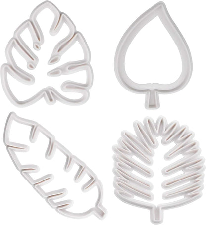 Set of 4 cutters, cookie cutters, leaf cutters, tropical leaves, plastic cake decoration for DIY cookies, fondant, cupcakes, cake