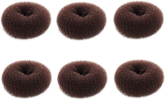 Extra Small Bun Makers for Kids, 6 PCS Chignon Donut Sock Forms for Girls, Mini Doughnut Shapers for Short and Thin Hair (2 Inch, Dark Brown)