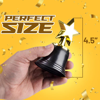 Star Trophy Awards - Pack of 12 Bulk - 4.5 Inch, Gold Award Trophies for Kids Party Favors, Props, Rewards, Winning Prizes, Competitions for Kids and Adults