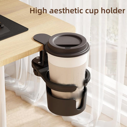 Desk Cup Holder, Anti-Spill Cup Holder for Desk, 180° Rotating Under Table Cup Holder, Desk Side Drinking Cup Holder, Coffee Mug Storage for Home Office Desk Gaming Desk Accessories (Black)