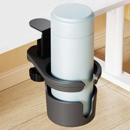 Desk Cup Holder, Anti-Spill Cup Holder for Desk, 180° Rotating Under Table Cup Holder, Desk Side Drinking Cup Holder, Coffee Mug Storage for Home Office Desk Gaming Desk Accessories (Black)