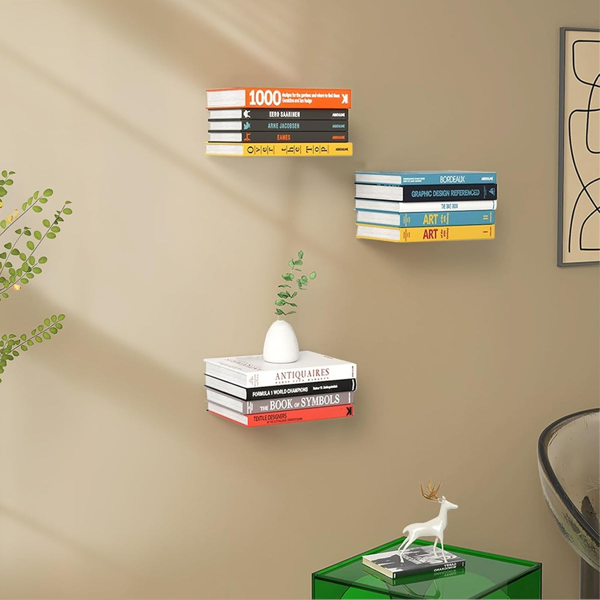 Invisible Floating Bookshelf - Modern White Wall Mount Metal Shelves for Room, Bedroom Bookcase, Small Bookshelf with Minimalist Design, Sleek Storage for Books & Decoratives（6PCS）