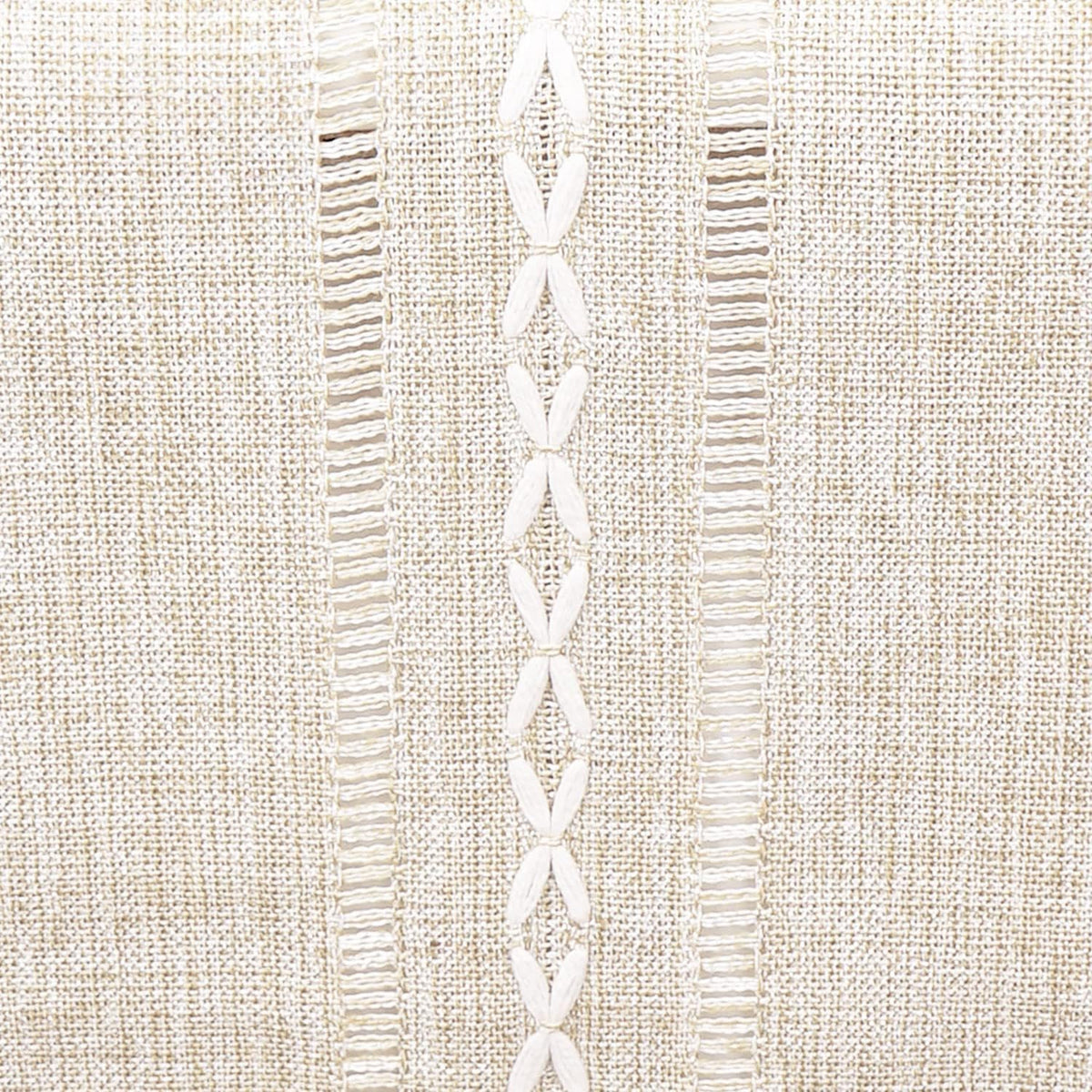 Fall Table Runner Farmhouse Rustic Style 13“ x 90”, Braided Striped Linen Cream Table Runner 90 Inches Long with Tassels for Dining Room Kitchen Reading Dresser Décor,Ivory White