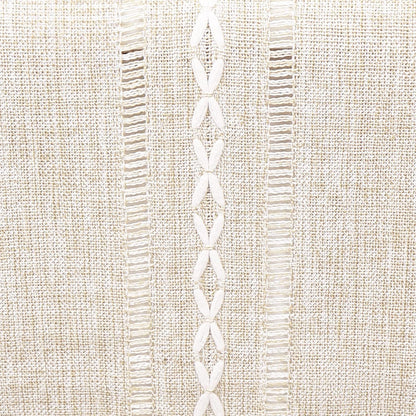 Fall Table Runner Farmhouse Rustic Style 13“ x 90”, Braided Striped Linen Cream Table Runner 90 Inches Long with Tassels for Dining Room Kitchen Reading Dresser Décor,Ivory White